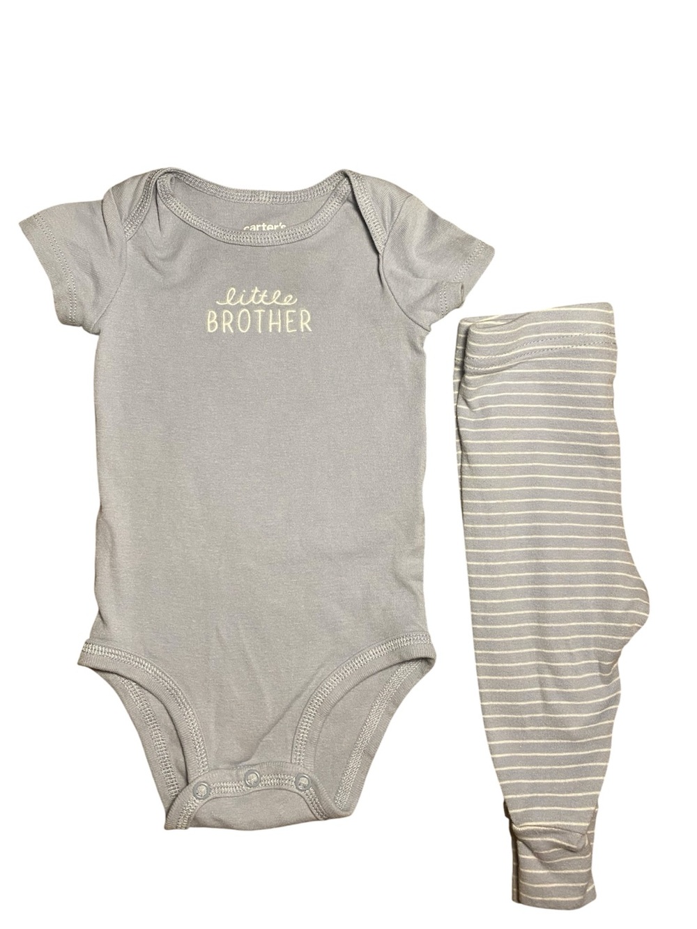 Carter's baby blue 'Little Brother' Short-Sleeve One-Piece with Striped Pants